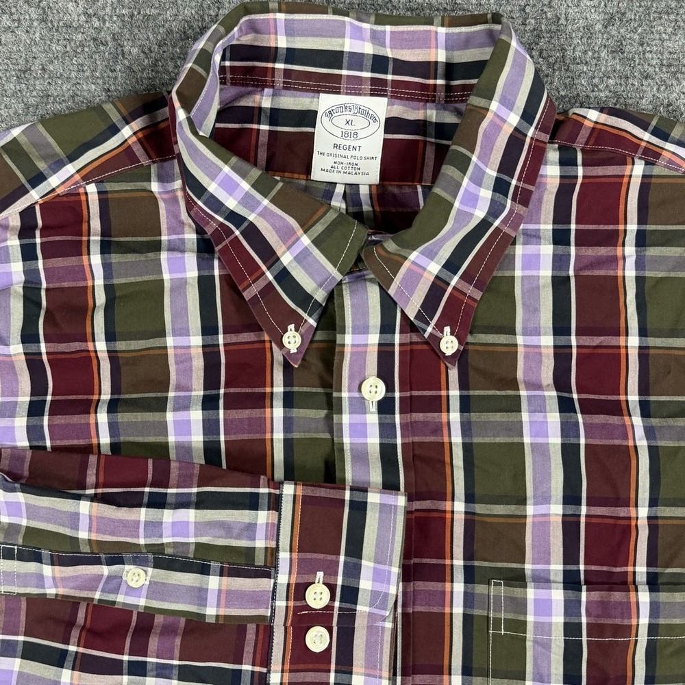Brooks Brothers Shirt Mens XL Plaid Button Down Regent 1818 Preppy Cotton